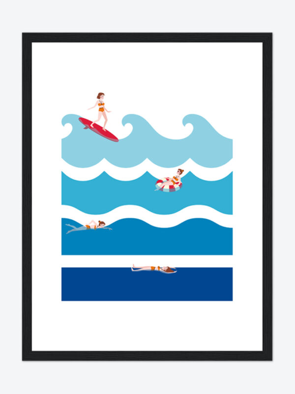 Good Waves - Poster con cornice nera in legno 30x40 cm Copia